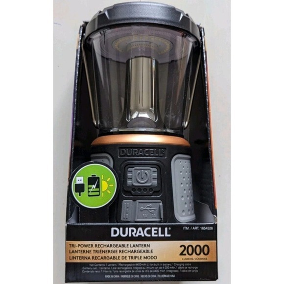 Duracell 2000 Lumens Tri-Power Rechargable Lantern Solar Power Built-In Battery - Picture 3 of 15